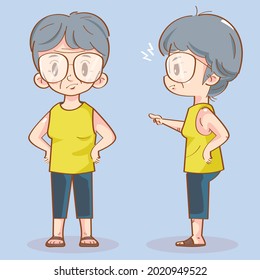 Grumpy Old Woman Character. Vector Flat Cartoon Illustration