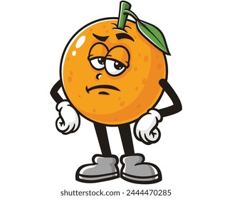 grumpy Orange fruit cartoon mascot illustration character vector clip art hand drawn