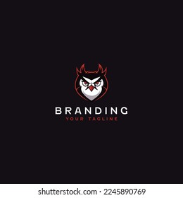 Grumpy Owl Logo Design Template