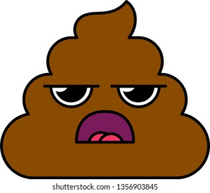 Grumpy poop emoji vector illustration