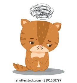 Dibujo vectorial deprimido de gato triste gruñón