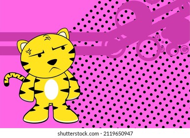 ilustración de fondo de caricatura de tigre gruñón y niño en formato vectorial