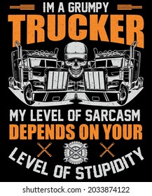 Grumpy Trucker T-shirt Design Truck Driver Art