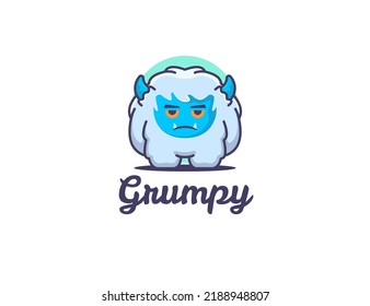 Grumpy Yeti Illustration Flat Style