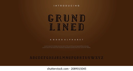 GRUND-LINED-Schriftart. Schriftart und mit Zahlen. Vektorgrafik