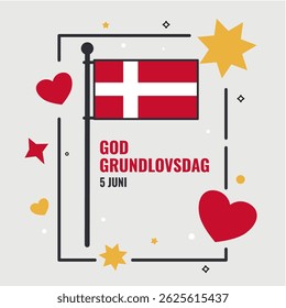 Grundlovsdag, 5 de junho, Dia da Constituição da Dinamarca - ilustração vetorial