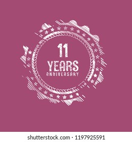 grunge 11 years anniversary celebration simple logo.grunge rubber stamp. celebration sticker