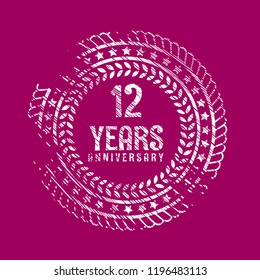 grunge 12 years anniversary celebration simple logo. vintage logo