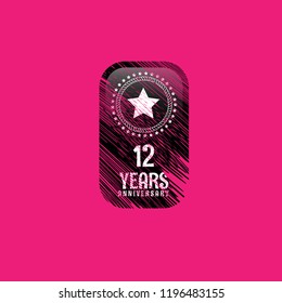 grunge 12 years anniversary celebration simple logo. vintage logo