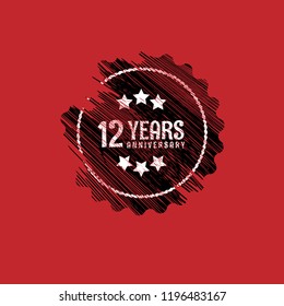 grunge 12 years anniversary celebration simple logo. vintage logo
