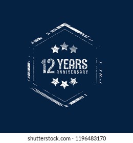 grunge 12 years anniversary celebration simple logo. vintage logo