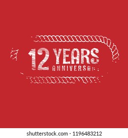 grunge 12 years anniversary celebration simple logo. vintage logo
