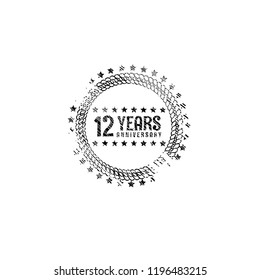 grunge 12 years anniversary celebration simple logo. vintage logo