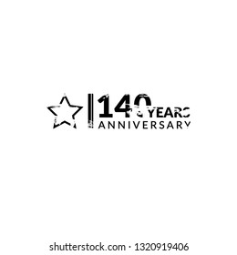 grunge 140 years anniversary celebration simple logo