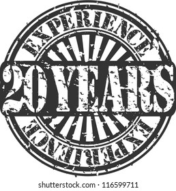 Grunge 20 years of experience rubber stamp, vector illustration