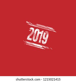 Grunge 2019 emblem, label, badge, logo. grunge stamp.