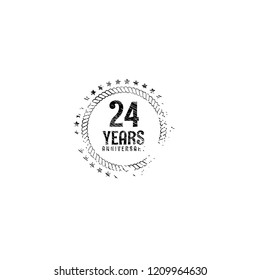 grunge 24 years anniversary celebration simple logo. vintage logo, 24 year sign, jubilee, greeting card