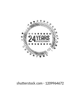 grunge 24 years anniversary celebration simple logo. vintage logo, 24 year sign, jubilee, greeting card