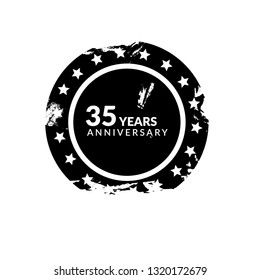 grunge 35 years anniversary celebration simple logo