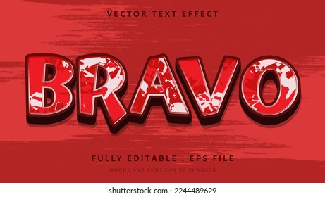 Grunge 3d Bravo Fully Editable Text Effect Design Template. Effect Saved In Graphic Style