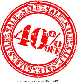 Grunge 40 percent sale off rubber stamp, vector illustration