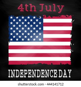 Grunge 4th July background with American flag