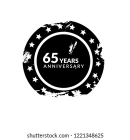Grunge 65 years anniversary celebration simple logo