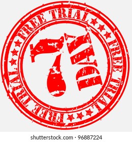 Grunge 7 day free trial rubber stamp, vector illustration