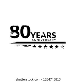 grunge 80 years anniversary celebration simple logo