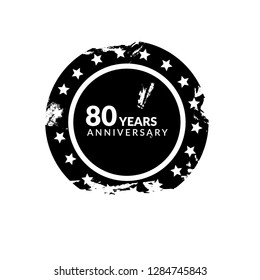 grunge 80 years anniversary celebration simple logo
