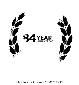 grunge 84 years anniversary celebration simple logo