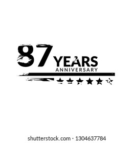 grunge 87 years anniversary celebration simple logo