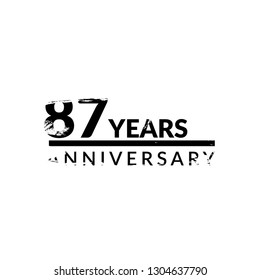 grunge 87 years anniversary celebration simple logo
