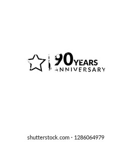 grunge 90 years anniversary celebration simple logo