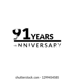 grunge 91 years anniversary celebration simple logo