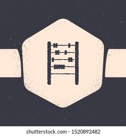 Grunge Abacus icon isolated on grey background. Traditional counting frame. Education sign. Mathematics school. Monochrome vintage drawing. Vector Illustration