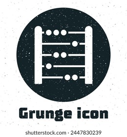 Grunge Abacus icono aislado sobre fondo blanco. Marco de conteo tradicional. Signo de Educación. Escuela de matemáticas. Dibujo vintage monocromo. Vector