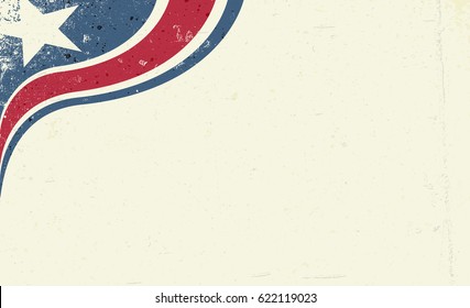 Grunge abstract America patriotic background. Star and red stripe , corner composition. Vector background