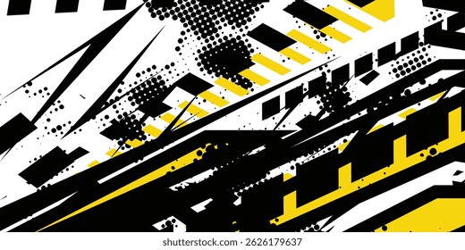 Grunge abstract background with a combination of 3 colors black, yellow and white, vector, eps 10