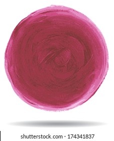 Grunge abstract background. Handmade circular red painting texture isolated on white background. Vector illustration.