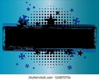 Grunge abstract background image with stars and crosses. Heavy metal, hard rock inspired design.