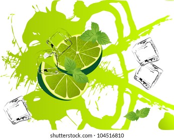 Grunge abstract background with limes and mint