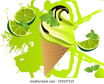 Grunge abstract background with limes and mint