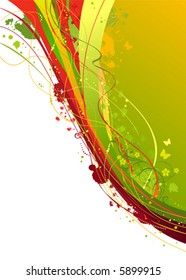 Grunge abstract background in red and green colors, vector illustration