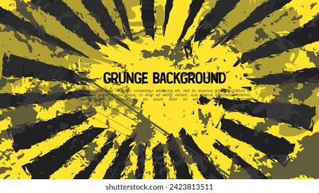 Grunge abstract background yellow with black color design. template banner blank splatter. vector illustration. 