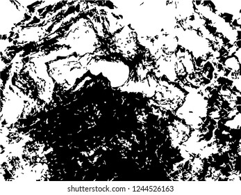 Grunge abstract black background on white backdrop. Two colors. Rectangular horizontal medium rough design.