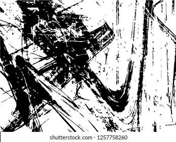 Grunge abstract black background on white backdrop. Two colors. Monochrome. Rectangular horizontal medium rough design. Vector.
