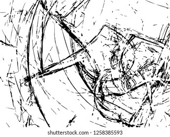 Grunge abstract black background on white backdrop. Two colors. Monochrome. Rectangular horizontal medium rough design. Vector.
