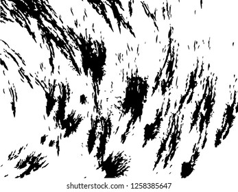 Grunge abstract black background on white backdrop. Two colors. Monochrome. Rectangular horizontal medium rough design. Vector.
