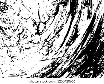 Grunge abstract black background on white backdrop. Two colors. Monochrome. Rectangular horizontal medium rough design. Vector.